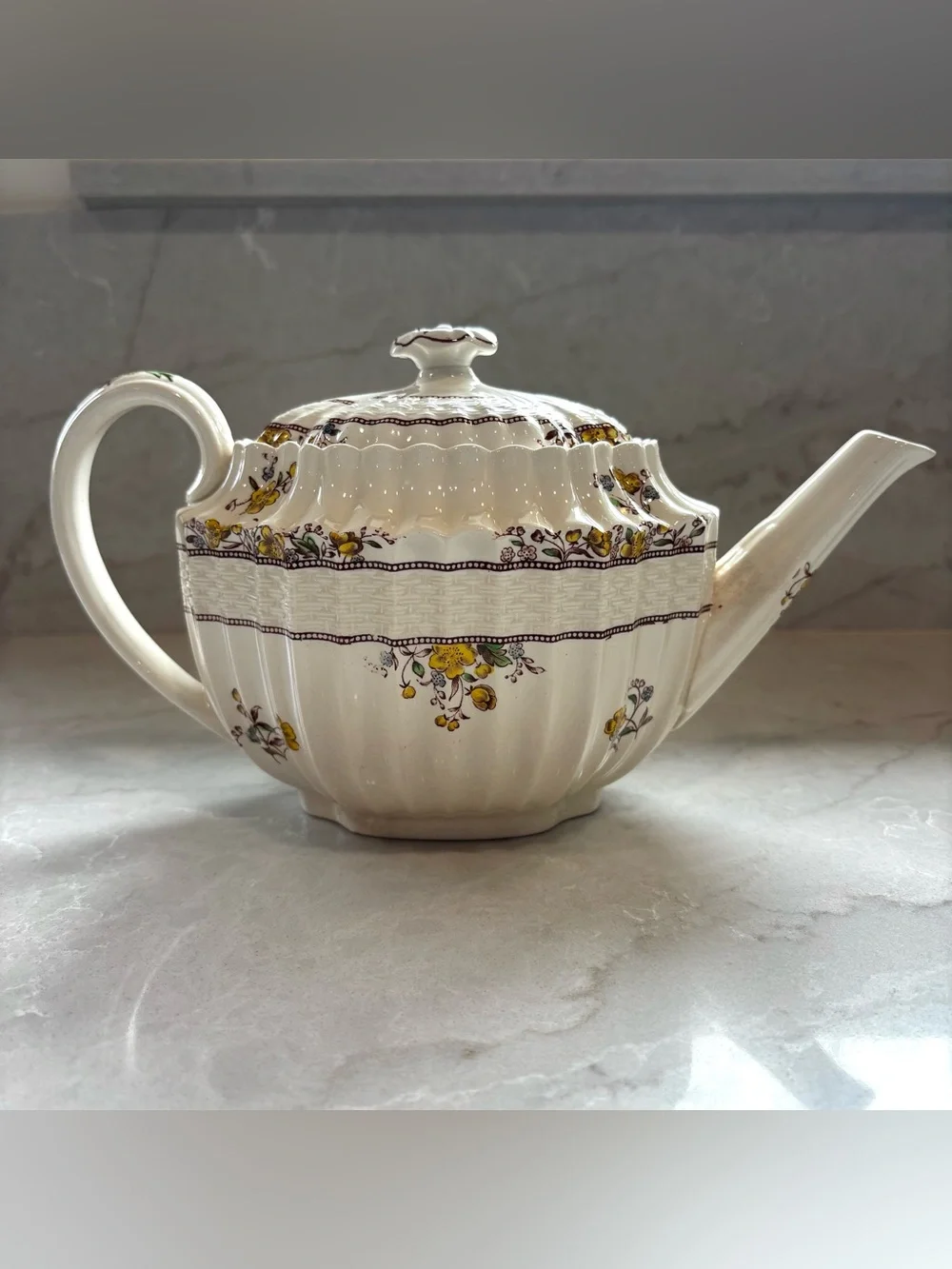 Vintage Copeland Spode Buttercup Teapot & Lid England Old Backstamp